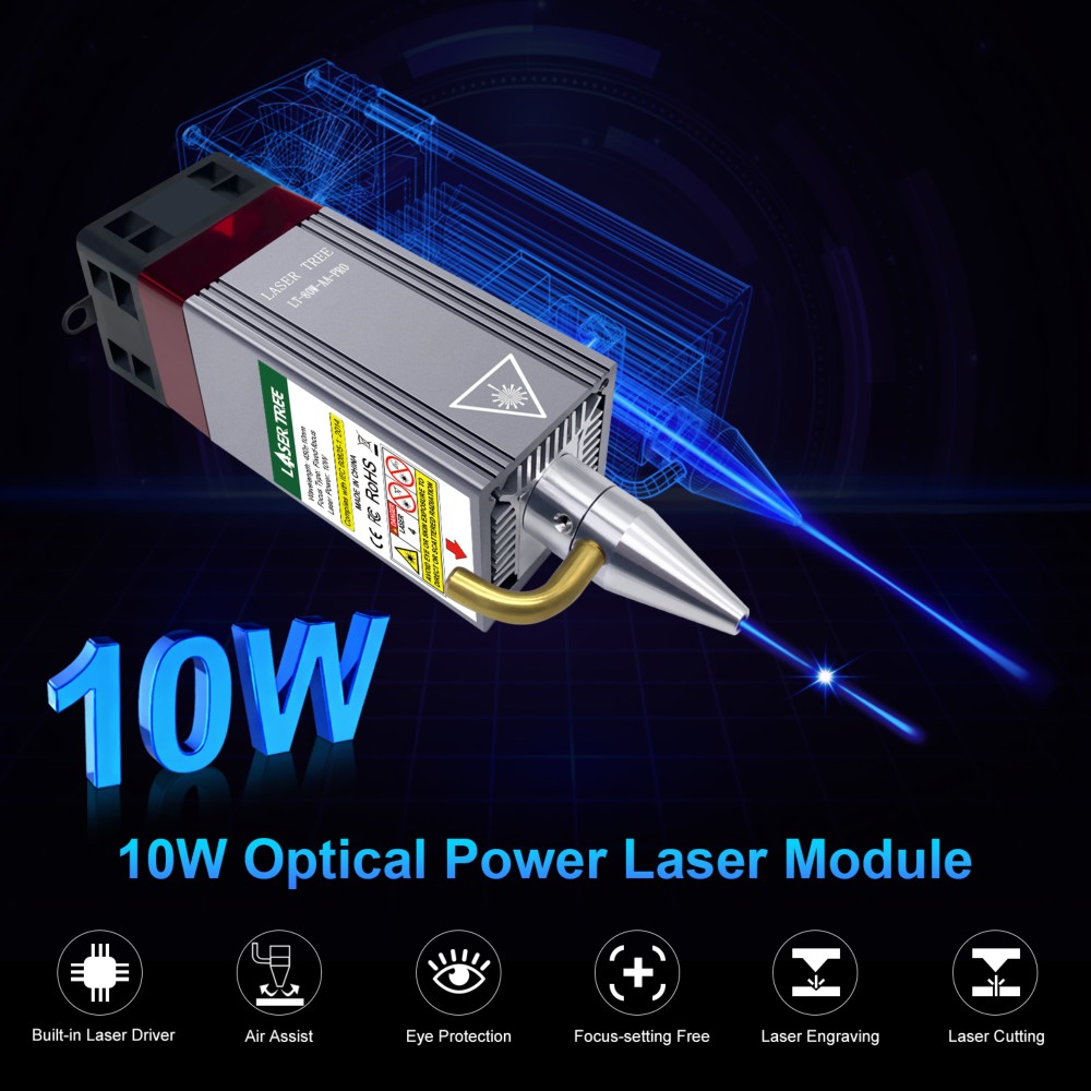Diode Laser Module - Hava Destekli 20W 455nm Mavi Diyot