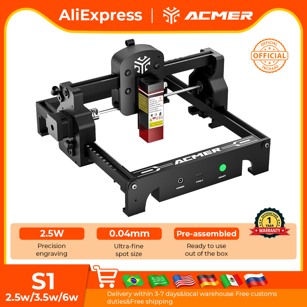 Acrylic Cutting Machine - ACMER S1 Mini Lazer Gravür ve