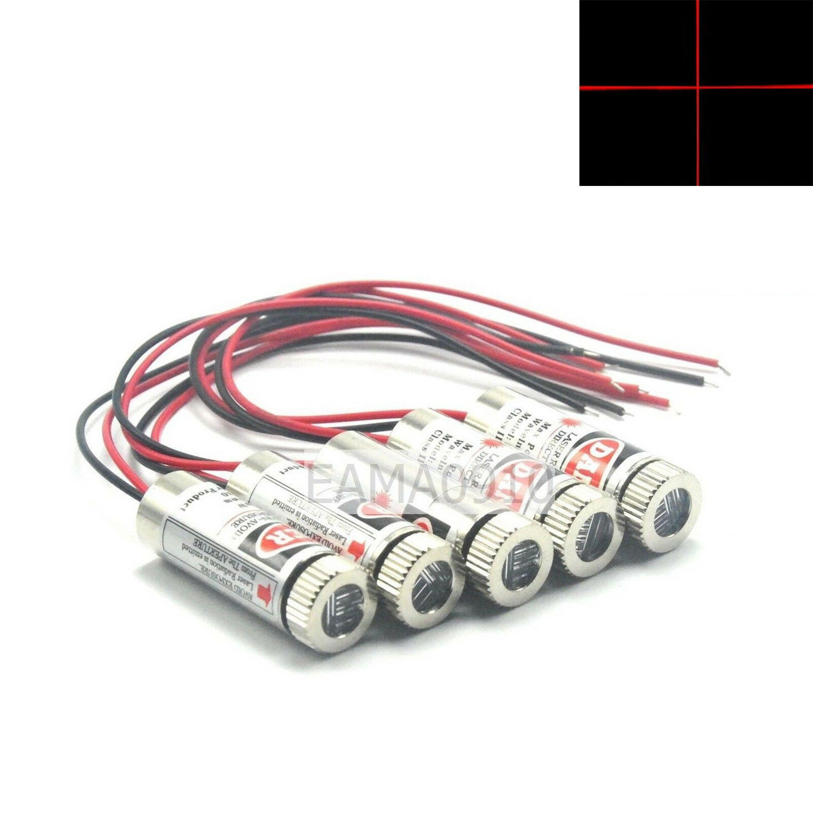 Diode Laser Module - 5 adet odaklanabilir 3-5V 650nm 5mW